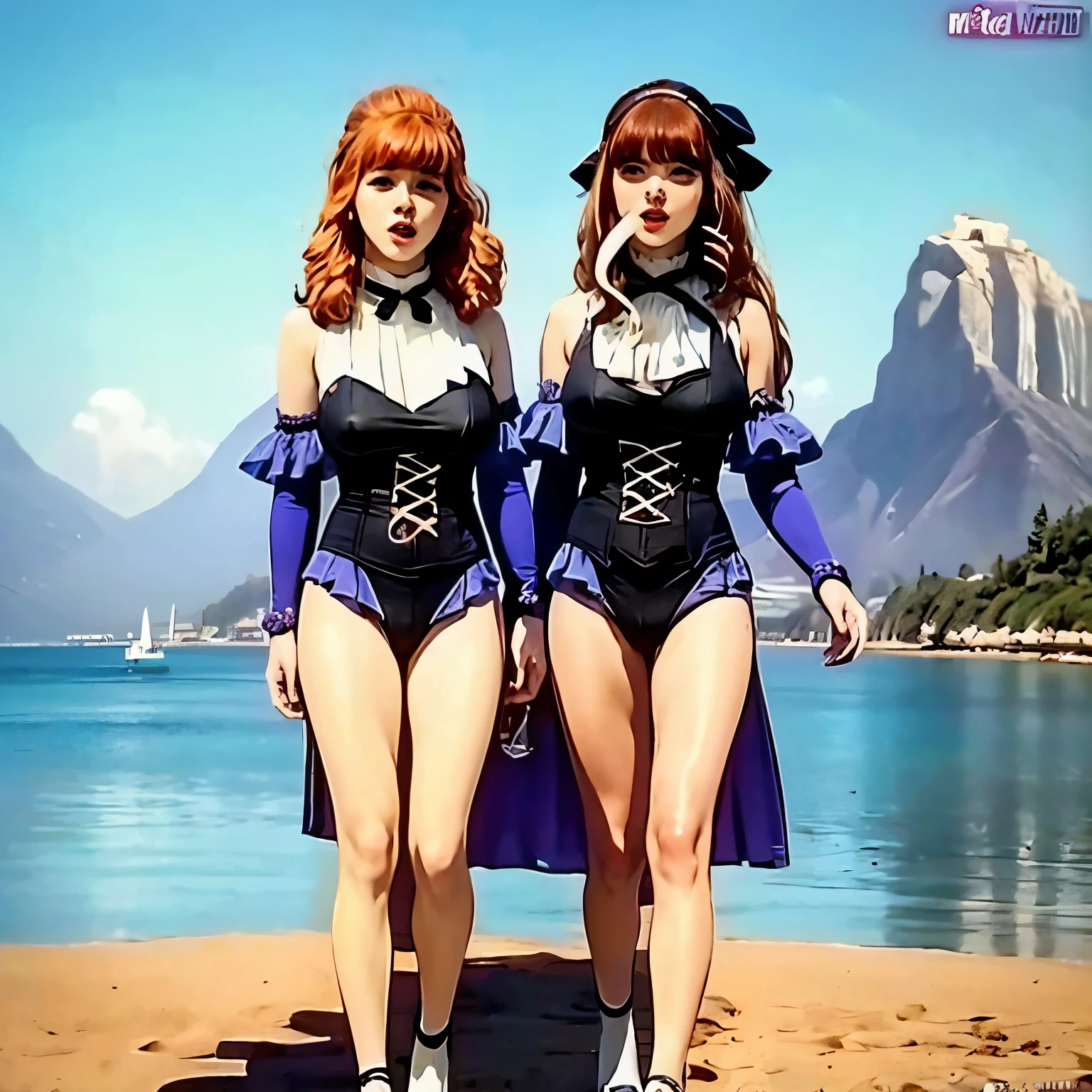 Guinevere(ars old) breast walking in a beach with a transparant bikini and transparant underwear with cum on her breasts and cum dripping out of her pussy and some on face