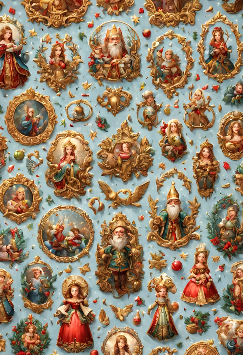 Christmas Stickers, by Leah Kuvkhinov, intricate, (masterpiece, Representative work, official art, Professional, unity 8k wallpaper:1.3)