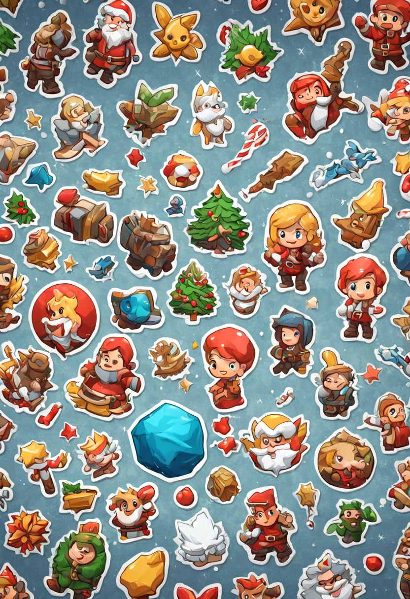 Christmas Stickers, by Mike Winckelman, intricate, (masterpiece, Representative work, official art, Professional, unity 8k wallpaper:1.3)