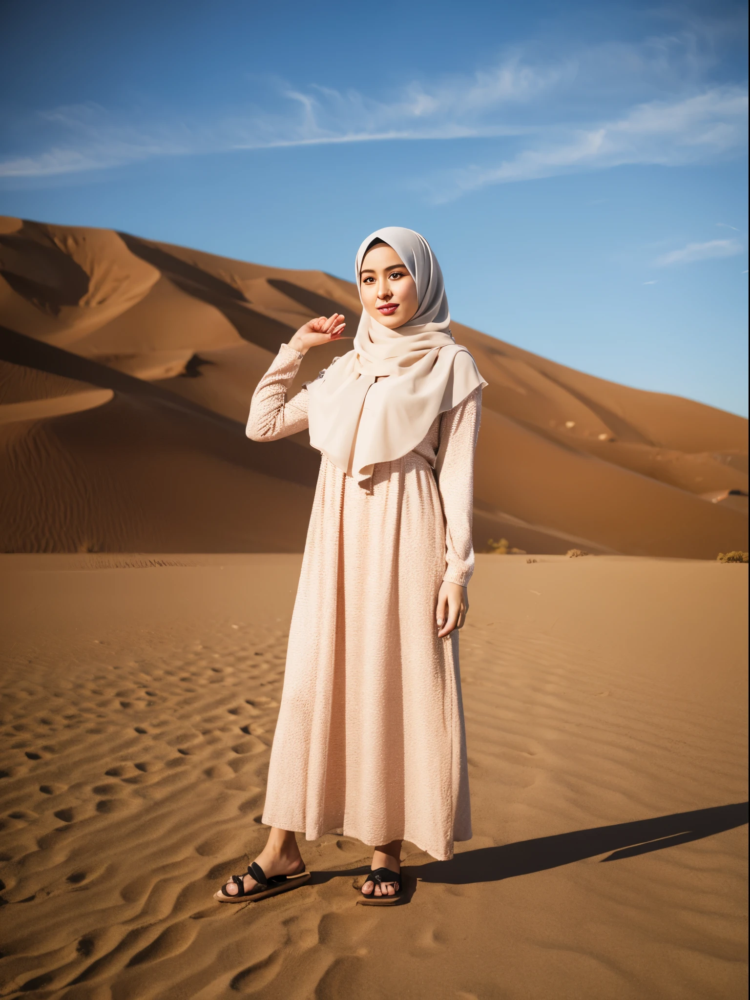 hijab, gamis, desert