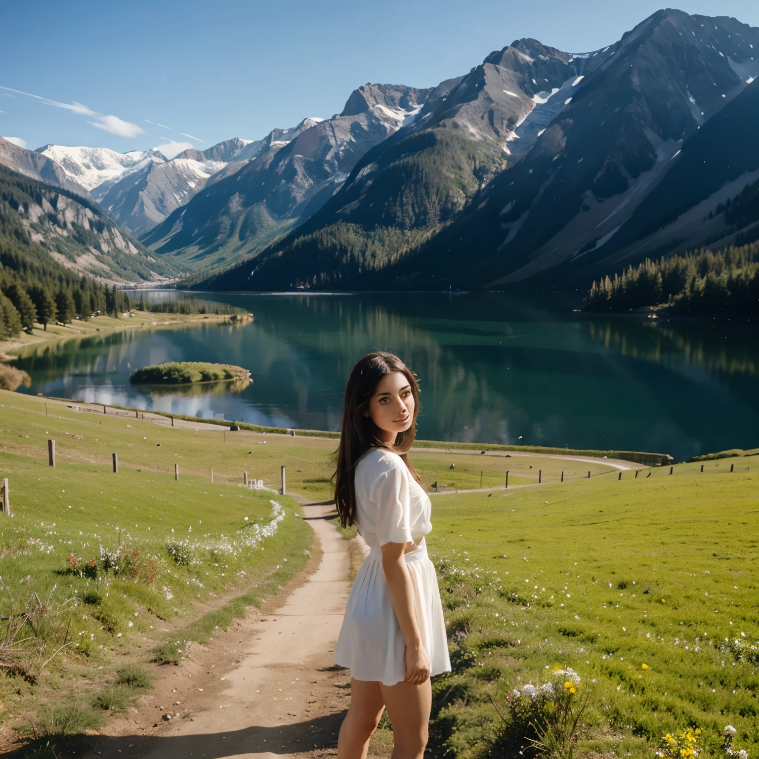 Beautiful girl and beautiful scenery