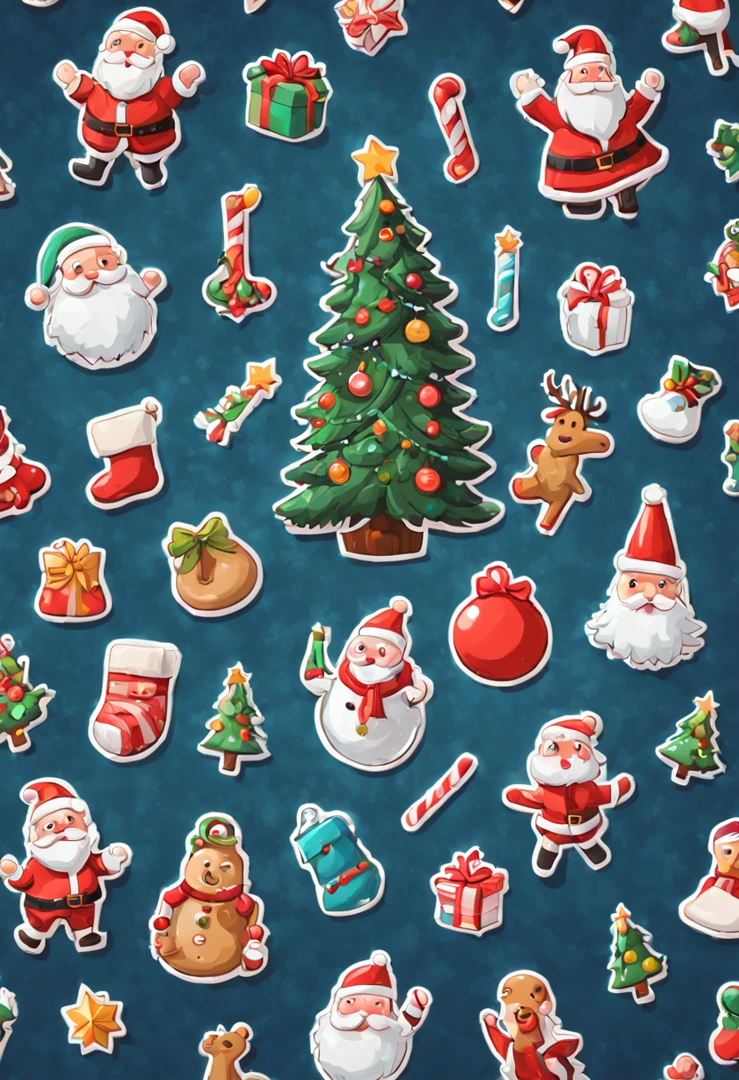 cool Christmas Stickers, by Nicolette McNamara, intricate, (masterpiece, Representative work, official art, Professional, unity 8k wallpaper:1.3)
