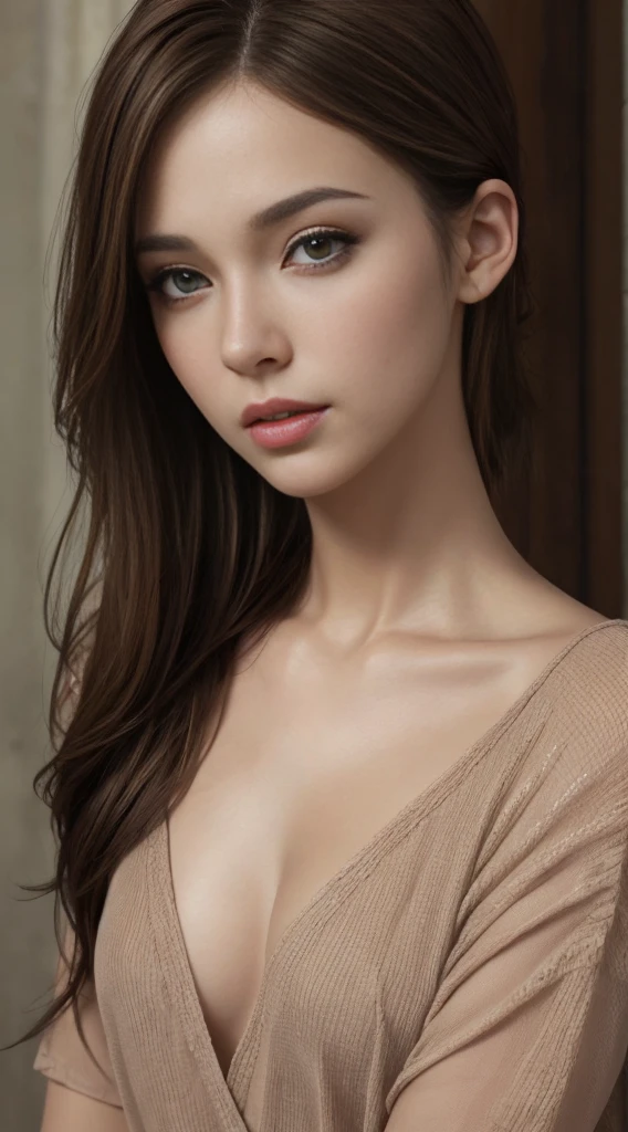 Photo Realistic Woman, Woman brown eyes, Brown hair, UltraHD, Surreal style, Angel, Detailed face