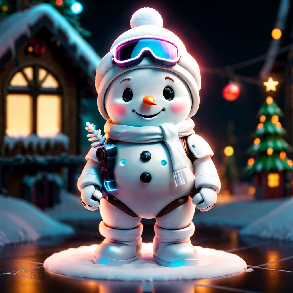 (Sticker:1.5），（Full body photo），1 transparent cute Christmas snowman，Transparent mech，Exquisite Christmas hat：1.2，Luminous goggles：1.2，cyber punk personage，Dreamy glow，ren，white backgrounid，（globalillumination，Ray tracing，HDR，Unrealistic rendering，Rational design，high detal，tmasterpiece，best qualityer，hyper HD，电影灯光）