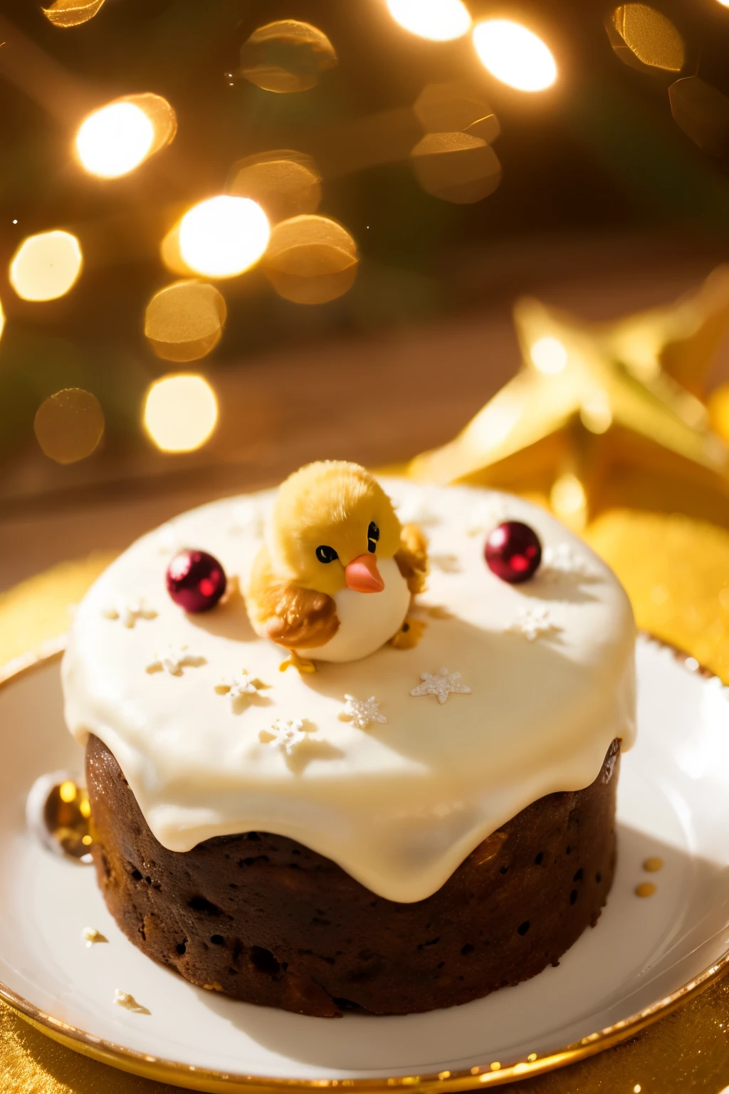 Christmas cake　blessings　golden light love chick