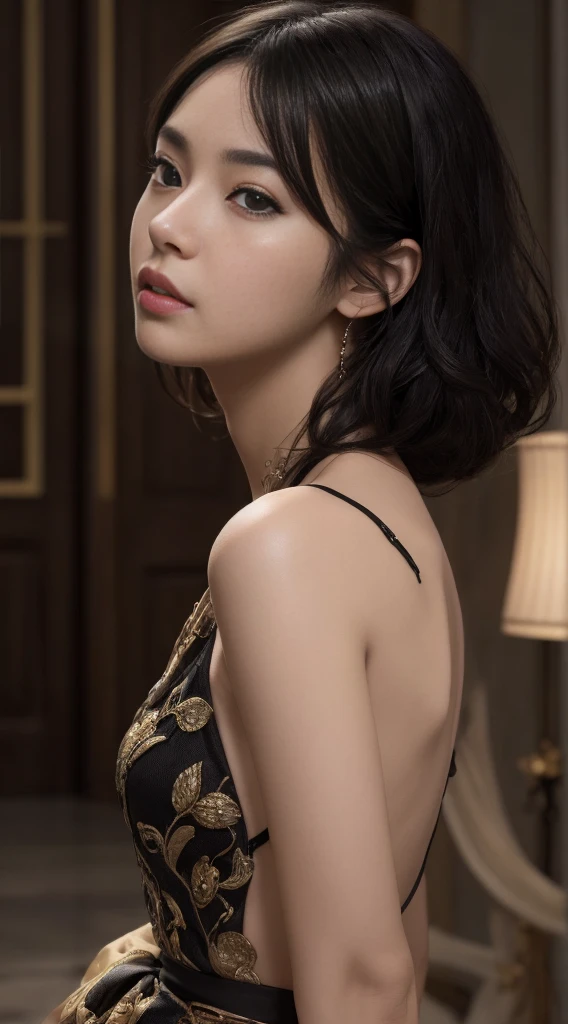 Masterpiece, Masterpiece, Top  Quality, Best Quality, realisitic, Unity, 8K wallpaper, Official Art, very detailed CG Unity 8K wallpaper, (realisitic: 1.4), super detaill, high resolucion, super detaill, amazing, delicate detail , film lighting, (brown|Black hair:1.4), middle way hair, (Reality Skins:1.2), (light brown skin:1.2), beautiful detail, The eyes and face are very detailed, beautiful eye details, huge file size, Very detailed and beautiful., black  eyes, Model Shot Style,