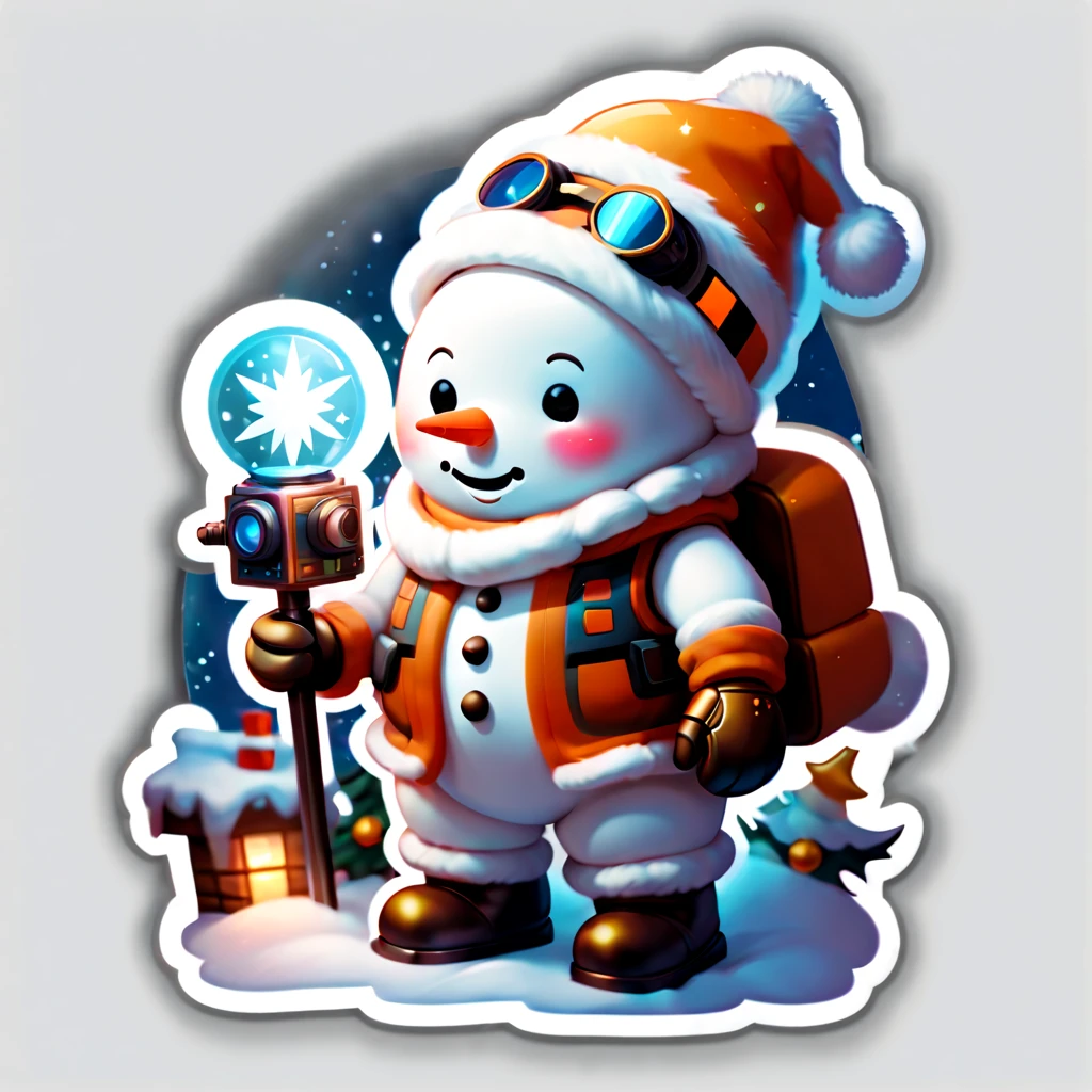 (sticker:1.5), ((1 cute Christmas girl wearing a Santa hat)，((singing with a microphone)), (((Many syllable symbols floating in the air)))，Christmas elements，清晰的线条，clean backdrop，white backgrounid