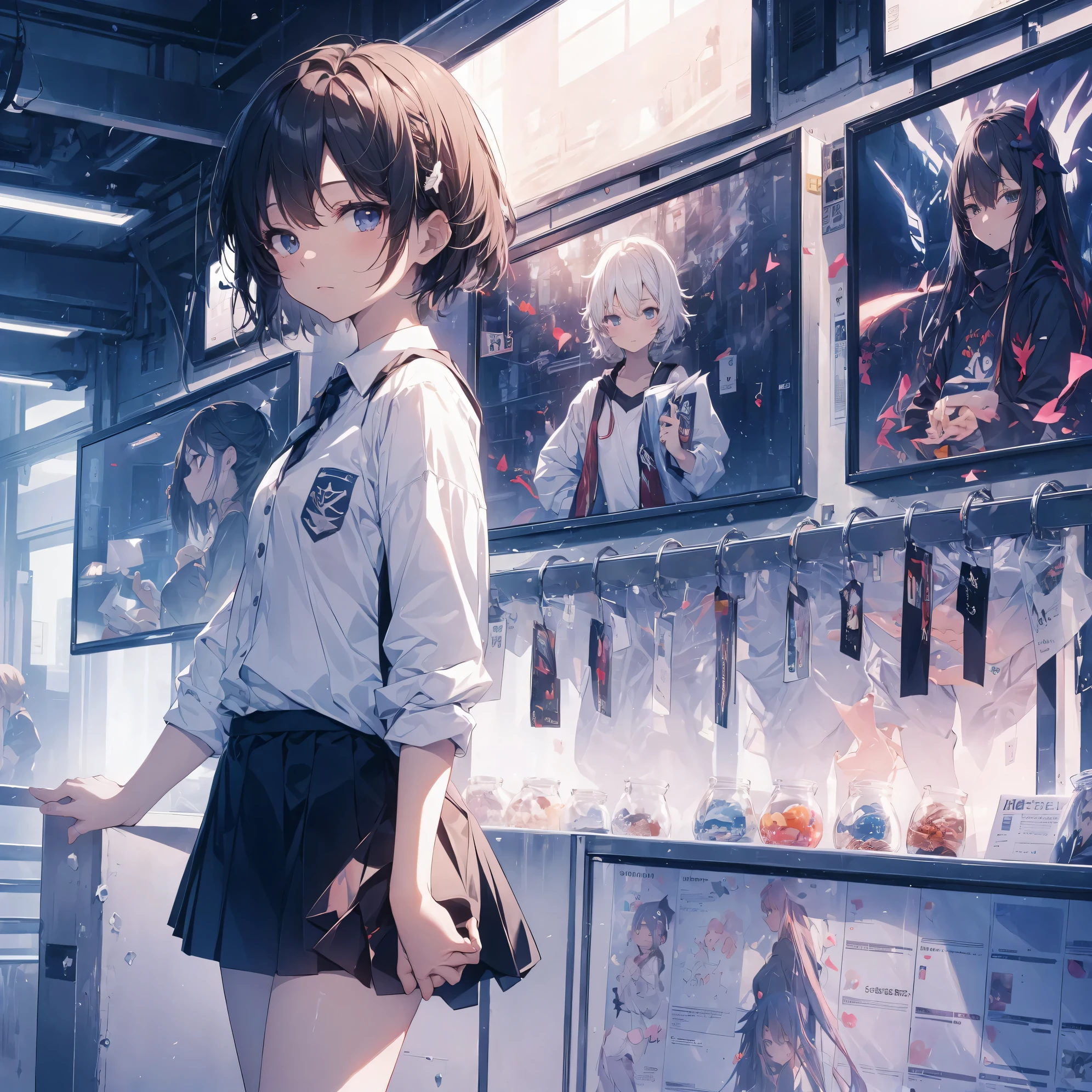 Super high quality by the art god, Ultra-detailed, High resolution, Gwise Style, anime moe art style, best anime 8K konachan wallpaper, Pixiv Contest Winner, Perfect Anatomy, BREAK,(Please draw a sleepy girl going to school alone.. ),BREAK, a hyperrealistic schoolgirl, (Solo,Lori,child,13years:1.3),Full limbs, complete fingers,a junior high school student, Androgynous attraction, (Very short hair), hair messy, flat chest, Small butt, groin, Small eyes,Beautiful detailed black eyes, Well-proportioned iris and pupils, disgusted eye, High resolution detailed hair, School uniform, Skirt, On the way to school. BREAK,Ultra-detailed細なスキン, Best lighting by famous artists, 8K, Illustration.