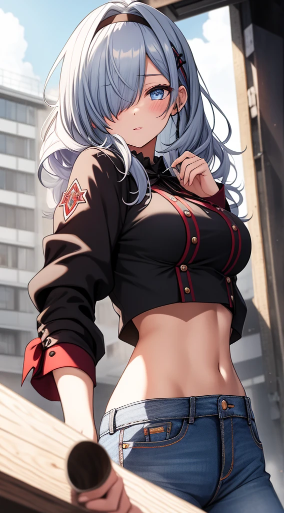(Golden Ratio:1.2),masterpiece,[(Black background:1.4)::10],alone,(One girl:1.3),Main unit,Silver Hair,Bob Hairstyle,Short fine hair,Air Van,Iris,(Mature Woman:1.2),(This is a 32-year-old woman),Tall Girl,(Big Breasts:1.3),(Thighs:1.3),(White shirt:1.3),(Ripped jeans :1.2),Hyper HD, retina, Anatomically correct, Textured skin, Super detailed, Highest quality, High resolution,(8K、Highest quality、masterpiece:1.2),nude