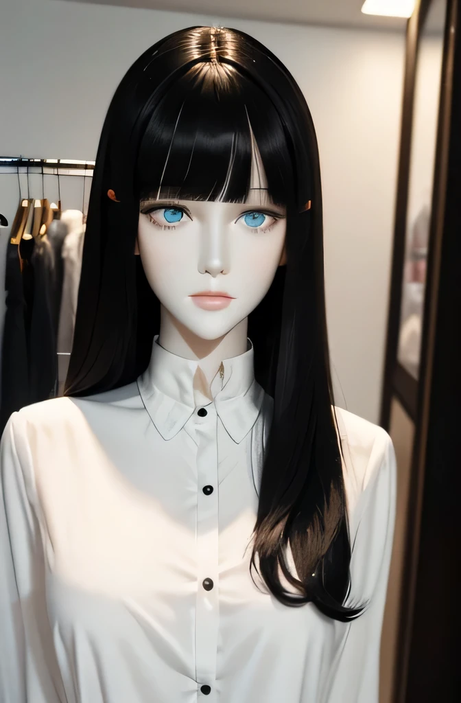 眠っているMannequinが 1 つ(Beautuful Women Mannequin is 35 years old Mannequinの身長は165cmです. Mannequinの色'my face is white. Mannequinの色 body is pure white Mannequin has black hair(Long straight hair Bangs) Mannequin has a thin and long face Mannequinの色'lips are light pink. Mannequin'Eye color is black Mannequinはシャツを着ています)