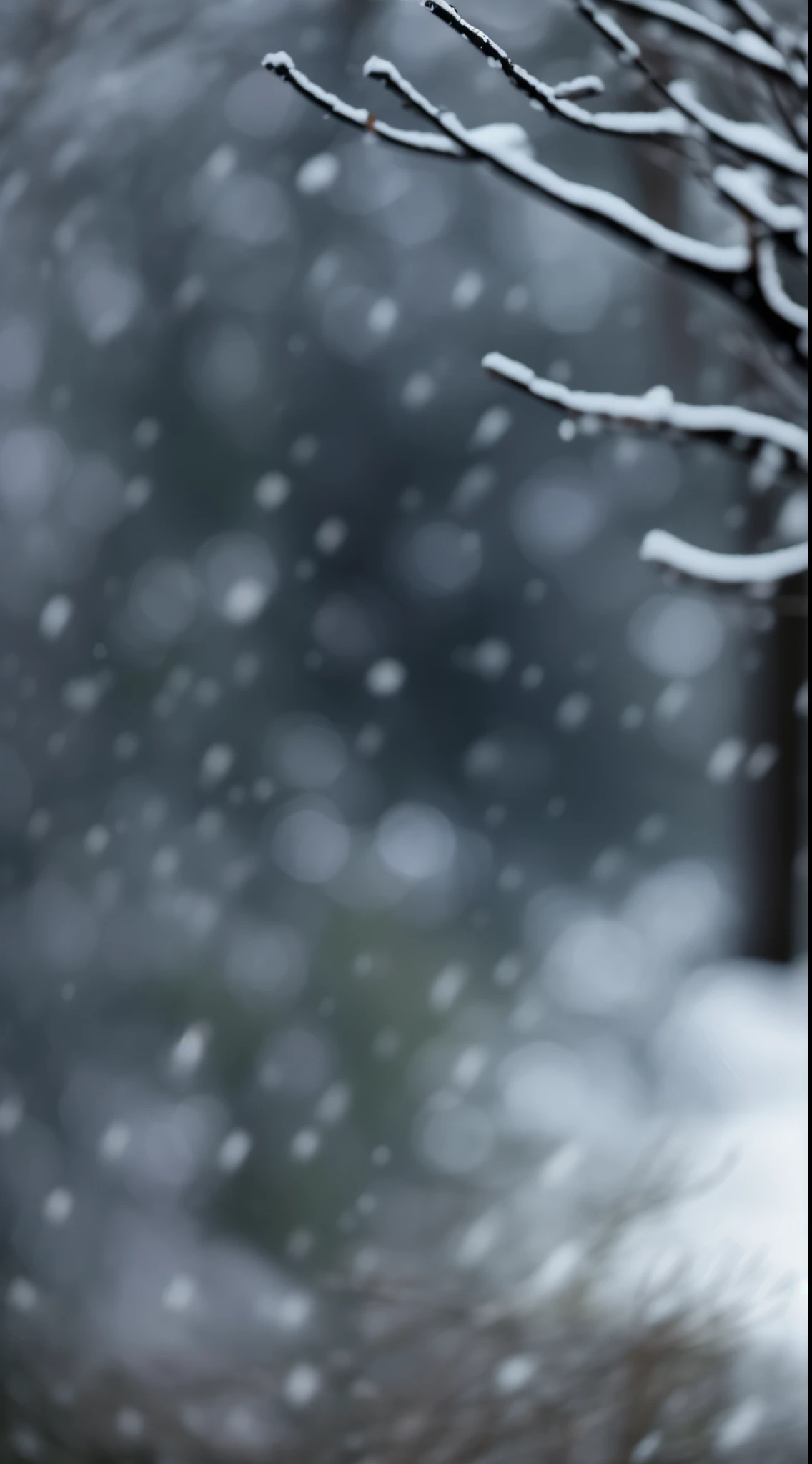 有一张bblurry的照片，Above is a tree covered with snow, bblurry forest background, Blizzarding ::5, bblurry detail, 图像bblurry, My background is only snow, 远处bblurry的背景, zoomout, 背景bblurry, bblurry, 一些背景bblurry, 有点bblurry, background out of focus, 严重的 jpeg 伪影bblurry, slightly bblurry
