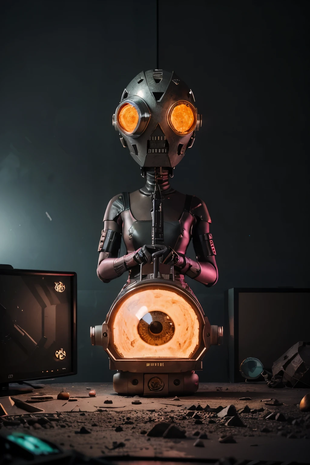 Karen from Sponge Bob, who looks like a curvy metal girl, blue stockings, her huge breasts were sticking out and her swollen nipples were visible, There was a cute smiley face on her screen :with, She winks her electronic eye from the screen, her head is a TV, she was a very seductive computer wife. She was in the lab and she was wearing a bikini., she was wearing a lab coat. 
