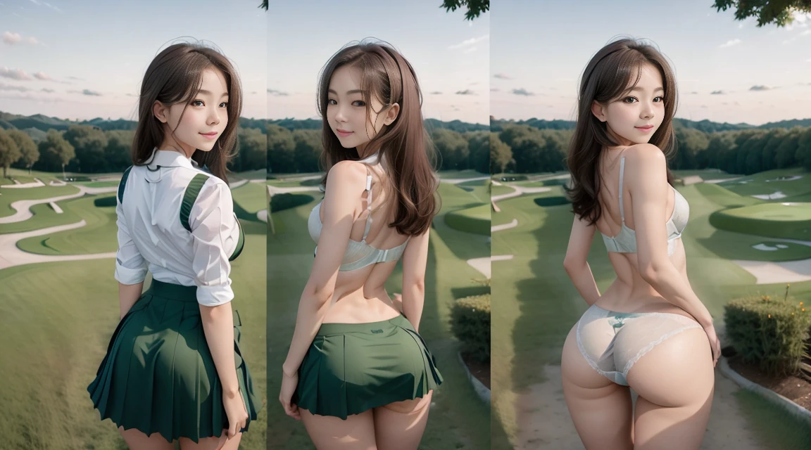 Golf Wear、a miniskirt、wearing skirt、The skirt is too short and all of my underwear is visible...、The skirt is flipped up、Frifry skirt、View from behind、M-shaped legs、crouching down、You can see through my underwear .、Underwear digs into the skin、Green Light Underwear、Protruding chest、ultra gigantic tits、rocket tition de、Sun visor、Hands up、Angle of view centered on the buttocks、white shirt、The bra is sheer、Beautiful skin、realisitic、12year old、Super beauty、goddes、ssmile、Turn around and look at your face、Angle from which you can see the whole body、feet visible、Turn around so you can see your face