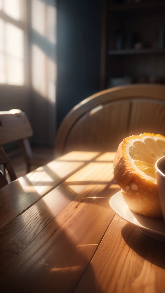 breads,tmasterpiece, Best quality,Wooden table, real photograph,8K,Original photo of the interior scene,Best quality,tmasterpiece,Rich details,a desk,Close-up of the table,Shoot real,超real photograph,ultra - detailed,There are several books and a napkin on the table,deck chair,sub surface scattering,wooden floor,sunny ambiance, Wood color chair,sofe,glass window,floor to ceiling window, The table is placed diagonally next to the window,(The sun shines into the house from the window),Close-up shot,Rich details, summer morning light, with backdrop of natural light, afternoon sunlight, Interior photos, sunny environment, afternoon lighting, Sunny morning,floor to ceiling window ,Realistic afternoon lighting, natural window lighting, Soft natural light, windowsill, with backdrop of natural light, summer morning light, morning light, sunny ambiance