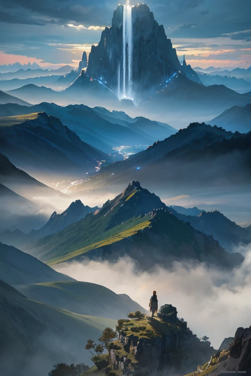 (masterpiece, best quality:1.2), (masterpiece, best quality:1.2), landscape, Aerial perspective view, tropical mountains, landscape indigo accent, Mythoiogy, cinematic,detailed, atmospheric,backlit,epic, cinematic, conpect art, matte painting, beautiful scenery, realistic lighting, masterpiece, high quality, beautiful graphics, high detail, ultra detailed, cinematic lighting, HDR, ilustration,