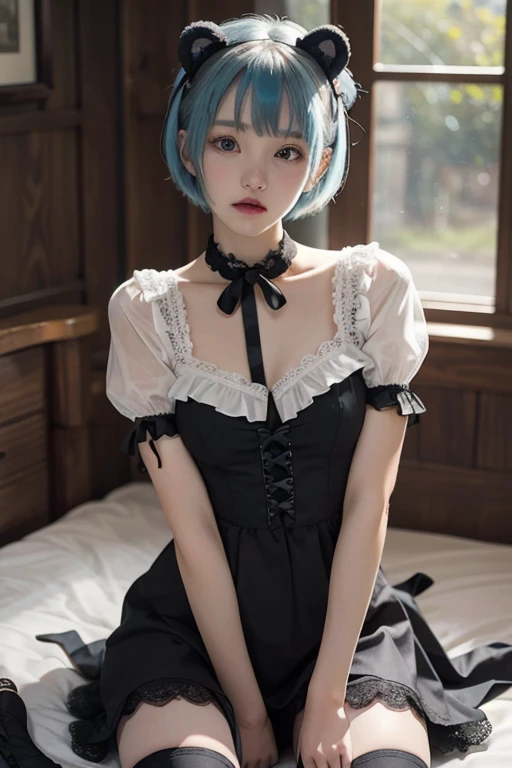Playing with dildo while looking at me、Eyes are bilaterally symmetrical、There is no discomfort in the eyes either.、Looking at this and feeling、Tempting、Looks like they had sex、Rei Ayanami、Light blue short bob、healthy and plump cheeks、A slender 14-year-old with fair skin and small breasts.、A cute gothic ta style bear ear costume with small ribbons, frills and lace.、tights、Sex begging spread legs、nipples are super pink