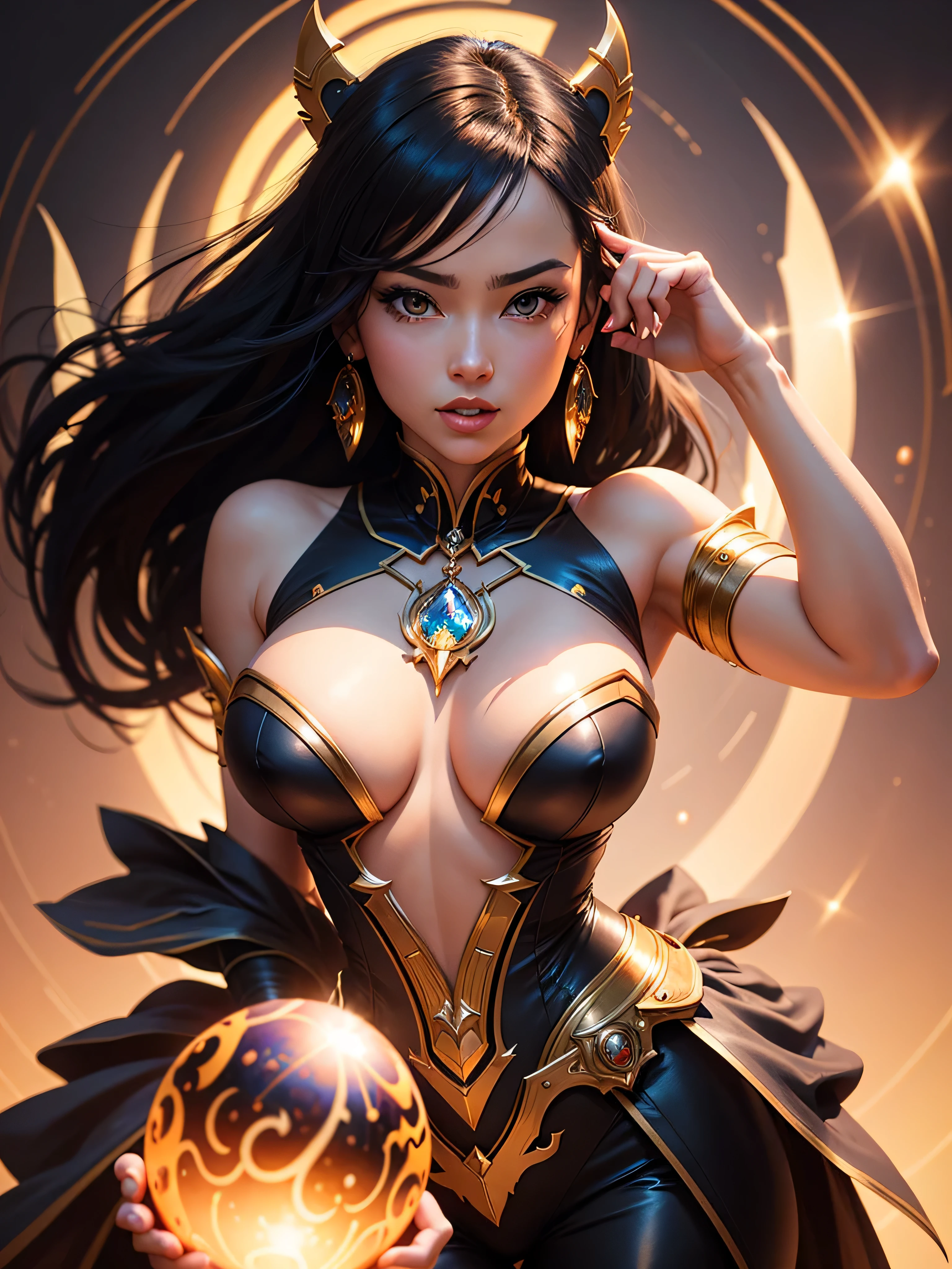 a close up of a woman in a costume holding a crystal ball, artgerm julie bell beeple, artgerm detailed, ig model | artgerm, artgerm jsc, artgerm. anime illustration, artgerm. high detail, wlop | artgerm, extremely detailed artgerm, fantasy art behance