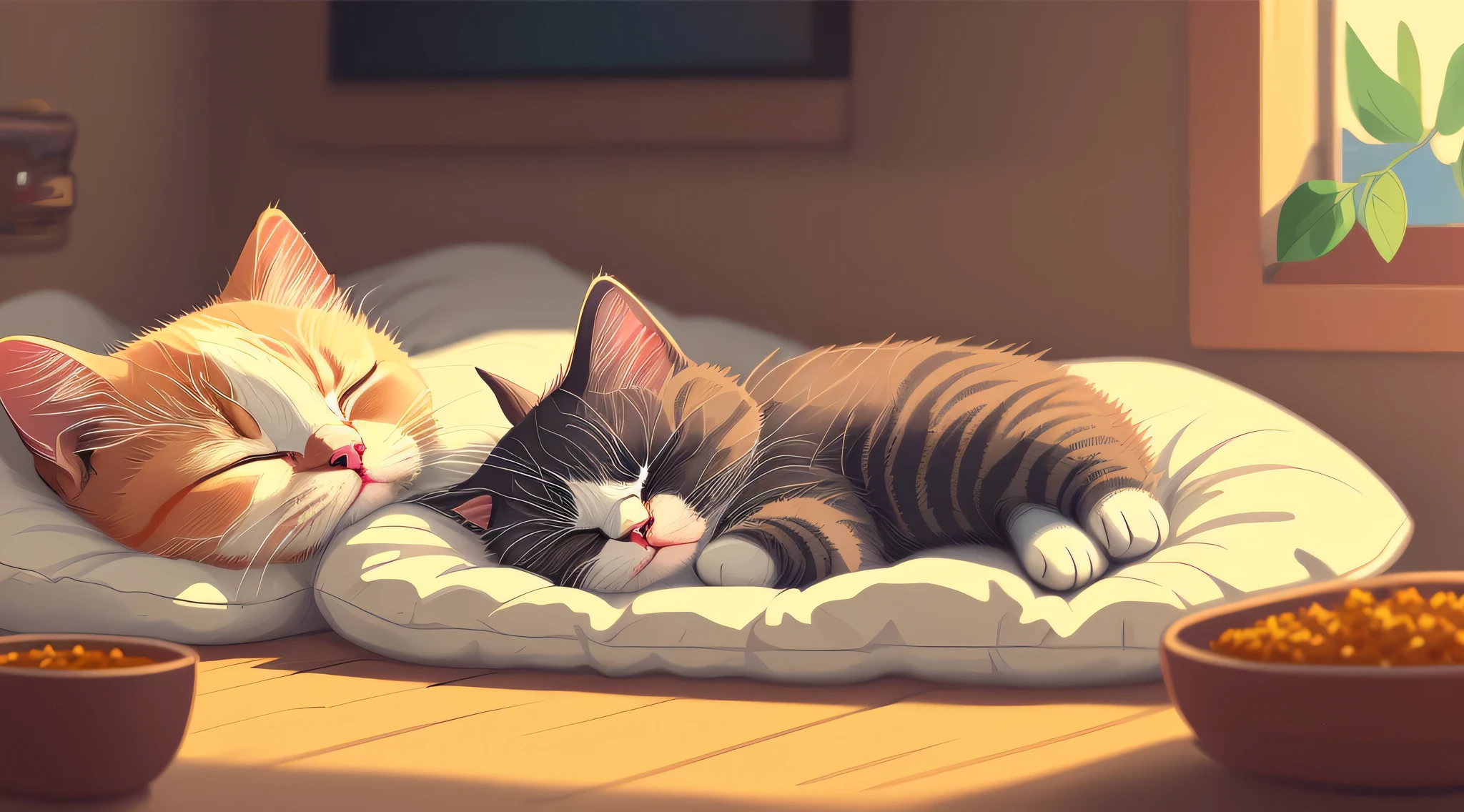 (masterpiece, best illustration, no humans), 1 fat cute cat sleeping, comfy, highly detailed, 4k, 8k, pixel,pixel art,