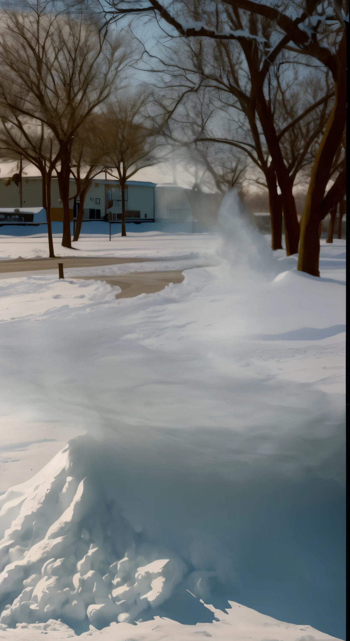 Yukiy area with a fire hydrant and trees in the background, lens flare Yuki storm, iPhone capture, only Yuki i the background, Yukistorm ::5, (Yuki), Soft film tone mapping, in the middle of a Yuki storm, Yuki blizzard, Departing from Wheaton, IL, Yukiing frozen , Yuki and , apple pictures, liquidation. in a panoramic view, Yuki