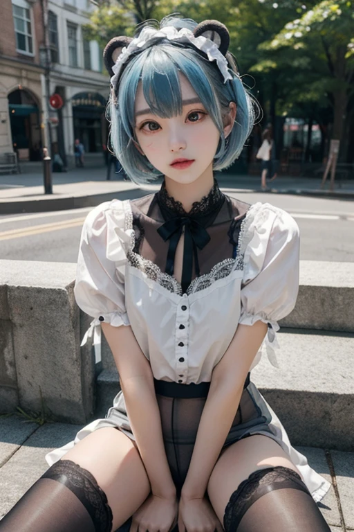 inviting dildo play、Eyes are bilaterally symmetrical、Face that looks like I'm going to、Rei Ayanami、rainbow colored short bob、healthy and plump cheeks、A delicate 18-year-old with fair skin and small breasts.、A cute gothic lolita style bear ear costume with small ribbons, frills and lace.、tights、Sex begging spread legs