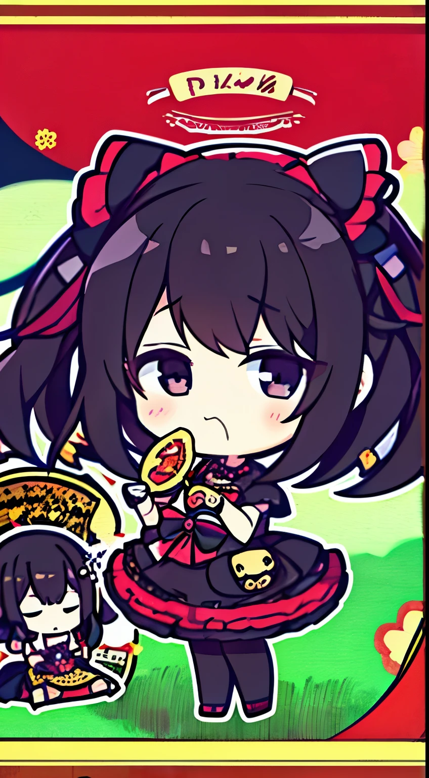 Anime style, better quality possible, they are friends, 3 young japan women, gothic style, eating pizza and drinking soda in garden picnic at night, heavy metal costume, they use black bra and skirt black, they are sit