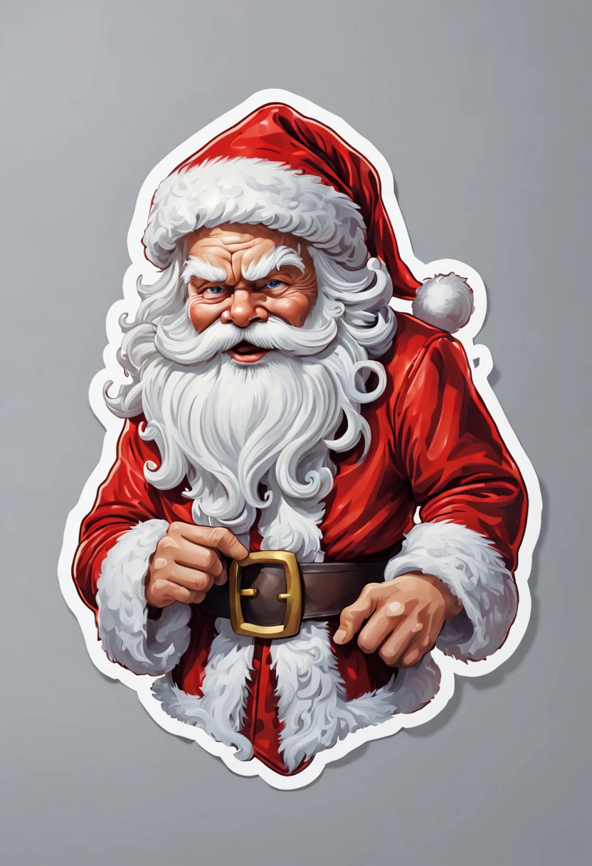 (masterpiece: 1.2), (best quality), (ultra detailed), (8k, 4k, intricate), (highly detailed: 1.2), infinity white background sticker with waving santa claus design