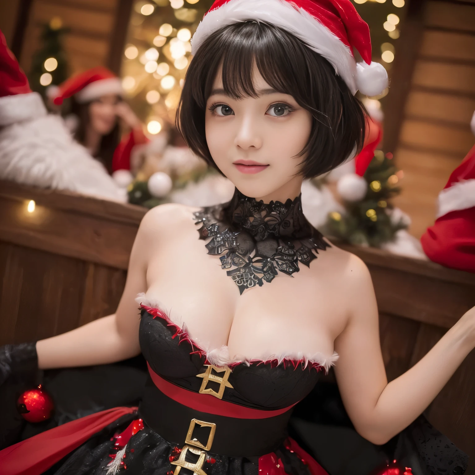 ((Best-quality, Masterpiece, Ultra-High-Resolution, (Photorealistic:1.4), Raw-Photo, Extremely-Details, Perfect-Anatomy)), 1girl, (((10-years-old))), the most popular Japanese idol, having a lot of fun at Christmas-orgy, dynamic-pose, (((extremely cute face like a most famous Japanese idol))), (((extremely beautiful big-black-solid-eyes, extremely beautiful black-short-cut-haired))), extremely beautiful lips, extremely beautiful long-eyelashes, (((extremely beautiful realistic-skins))), (((wearing extremely sexy-Christmas-costume, detailed sexy-Christmas-costume))), detailed Christmas-orgy