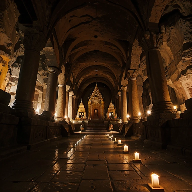Build an ancient city in a cave with beautiful Thai art temples throughout the city.