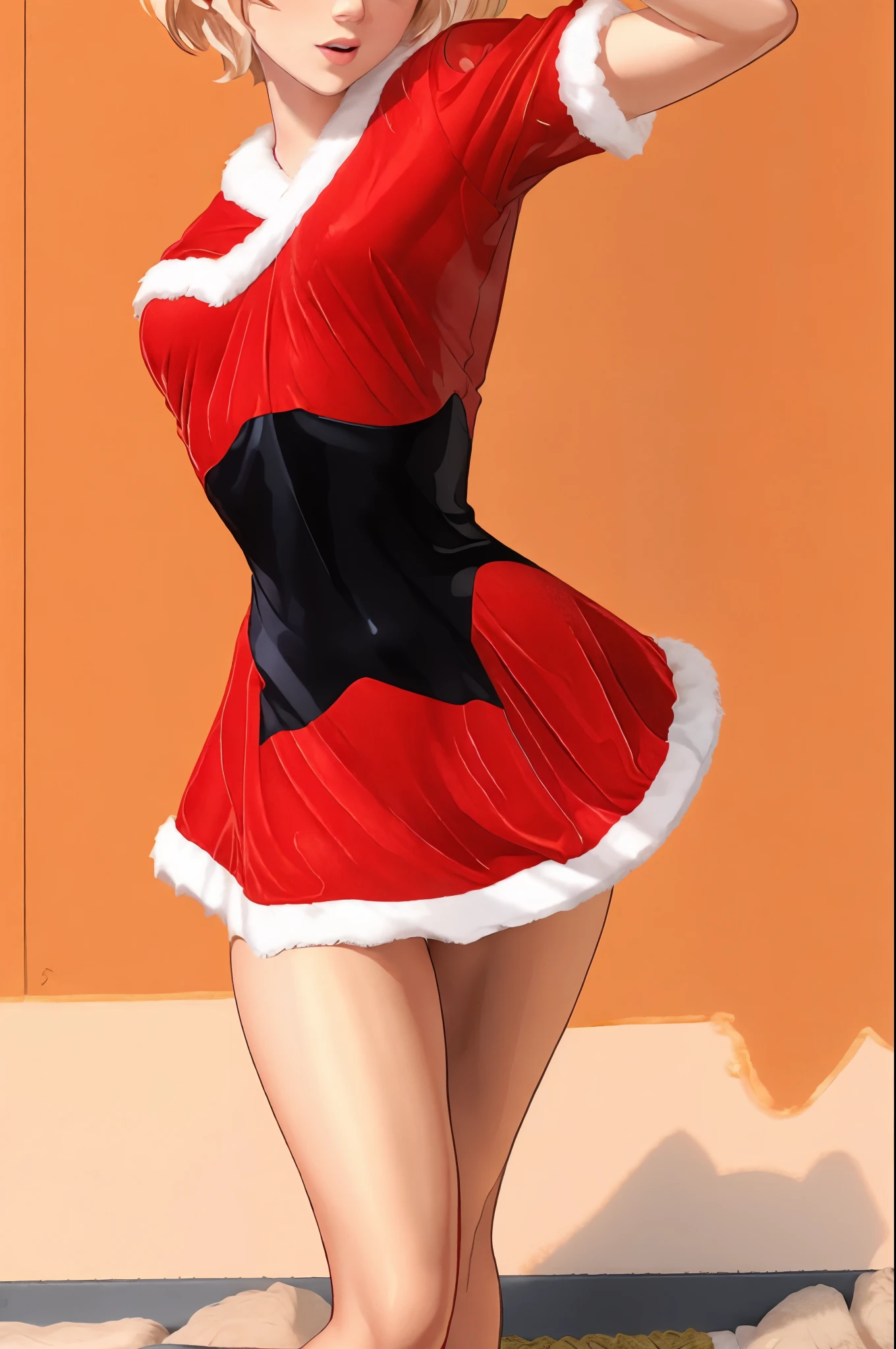 best quality, fullbody
gwen stacy , expressive eyes, perfect face, sntdrs, red santa dress,
fur
belt