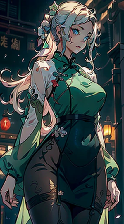 1female,33 yers old,A MILF,medium breast,独奏,(Background with: white lotus flower,Sateen) She has long pink hair,bobo head,seen from the front, standing in city,cloudy sky ((tmasterpiece),Very detailed CG unity 8K wallpaper,best qualtiy,cinmatic lighting,detailed back ground,beatiful detailed eyeright pupils,blue eyes,Snow-whiteskin,(Very fine and beautiful),(Beautiful and detailed eye description),ultra - detailed,tmasterpiece,))facing at camera,A high resolution,ultra - detailed),extremely large bosom,A sagging breast,revealing genitalia, Bulge,legs are open,Raised sexy,Flushed complexion,Desire for dissatisfaction,frontage,(Wearing: transparent Green cheongsam, pantyhose)