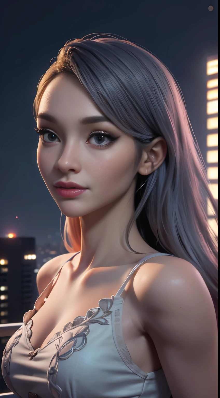 photo of Bebahan, RAW, beautiful woman, ((portrait)), ((detailed face:1.2)), ((detailed facial feature, detailed skin, clear skin), (perfect proportioned body), (wearing a colorful dress) (high detailed city environment, apartment balcony), (realistic photo, best quality, detailed), (8k wallpaper), (cinematic lighting, dramatic lighting) (sharp focus, intricate)