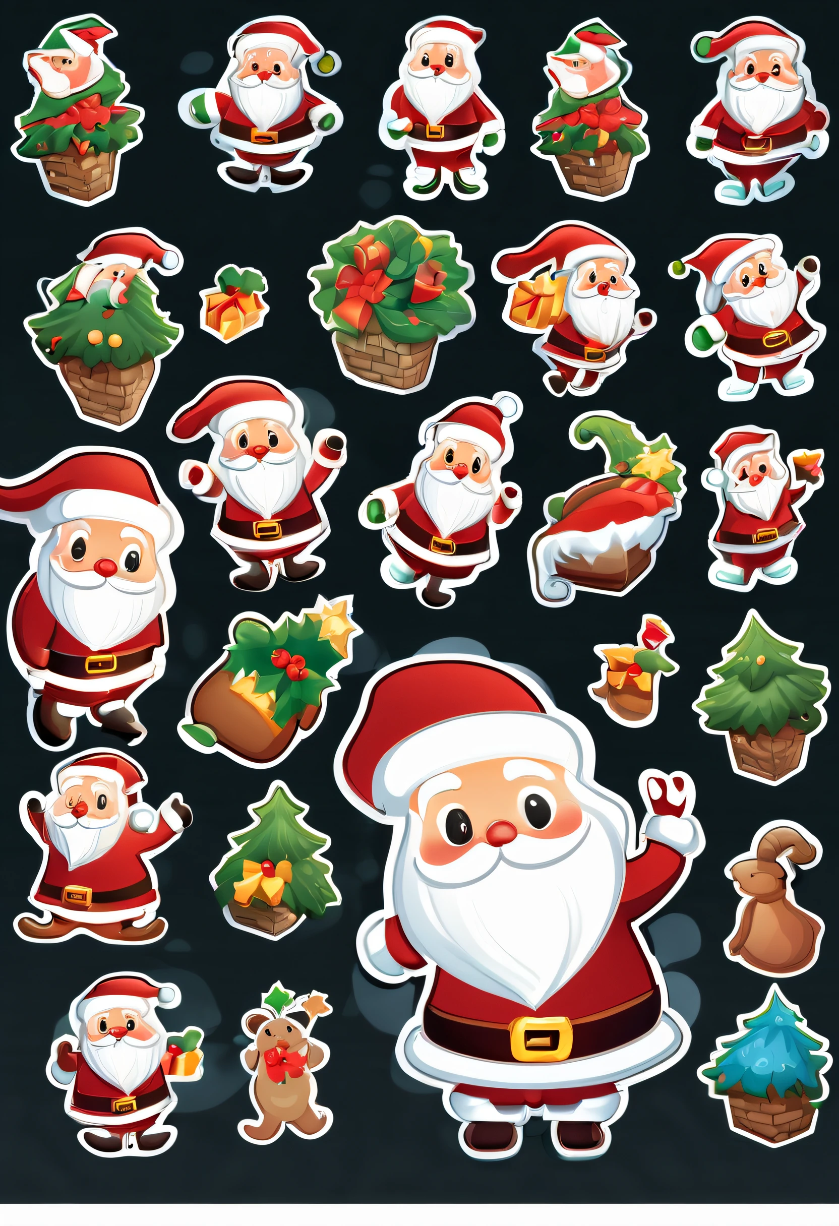 (((christmas santa sticker illustration:1.3))), About Dark Fantasy Smoke, Dazzling dream, enchanted garden, sad flower, reverberation reflection effect, Cinematic, low key lighting, smooth detail, High quality, Amazingly detailed rendering, Tonal contrast,