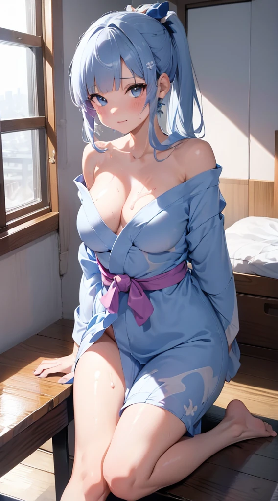 Character Details:, - Gender: 1 Girl.
- Style: Anime, - Body Type: Attractive body, slim body, nice legs, slim tights, nice arms, nice shoulders. - Breast: (Small Breast:1.2), (Cleavage:1.1), (Nice Nipple:1.1), (milk:1.4),(White Goo:1.1), (Sticky Goo Over breast:1.4), (White Liquid on Face:1.2), (Sticky Liquid on Breast:1.4),.
- Facial Feature: Beautiful, Gorgeous, ager, Fresh, Young.
- Expression: Shy, Pink Blush on Face, Pink Tongue, Sexy Eyes, Sexy Look, (Sweating:1.4), Innocent Look, Tipsy. - Hairstyle: Blunt Bangs, Long Hair. - Hair Color: (Light Blue Hair:1.5), (Messy long Hair:1.3),
- Clothing: (Yukata:1.6), (Off-Shoulder:1.3),. - Body Pose: (bend over:1.4), (Hands on Knee:1.4),. - Behaviour: Waiting, Want Something, Secretly.
- Accessories: Earrings, No Hair Accessories, Environmental Details:, - Setting: Bed Room., - Lighting: Natural Light., - Decoration: Modern Bed, Chair, Window, White Curtain, City View. Top view. pov, anime style, UHD, retina, masterpiece, accurate, anatomically correct, textured skin.