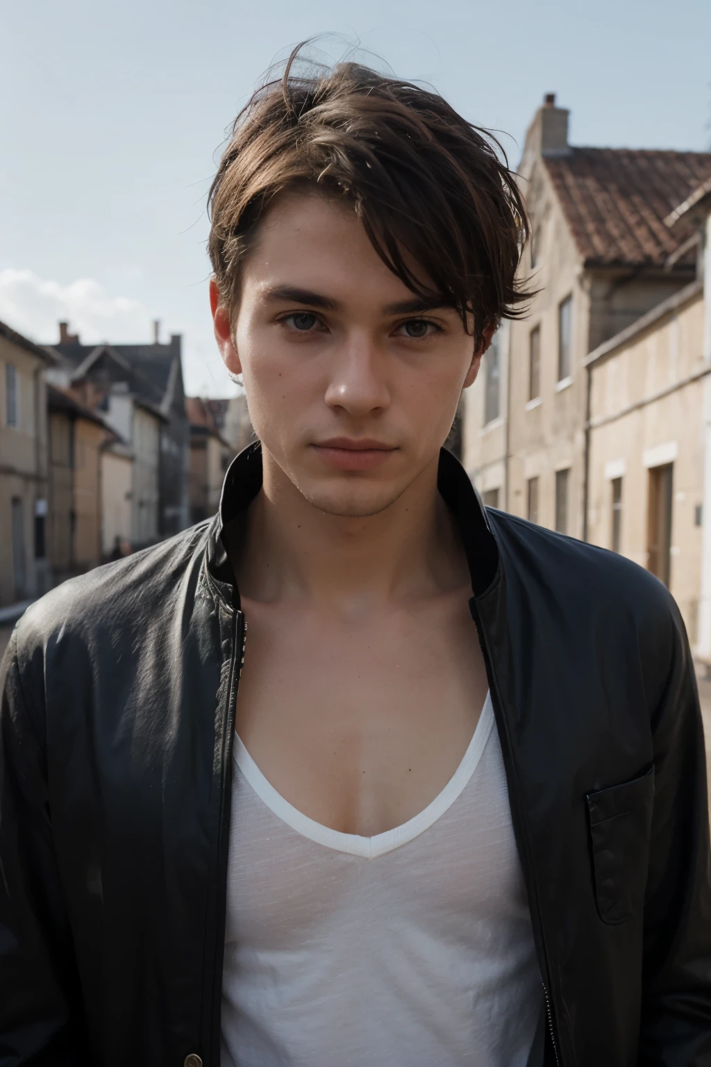 photographie d'un homme de 25 ans, visage parfait, Masterpiece, veste, (((henri coast)))