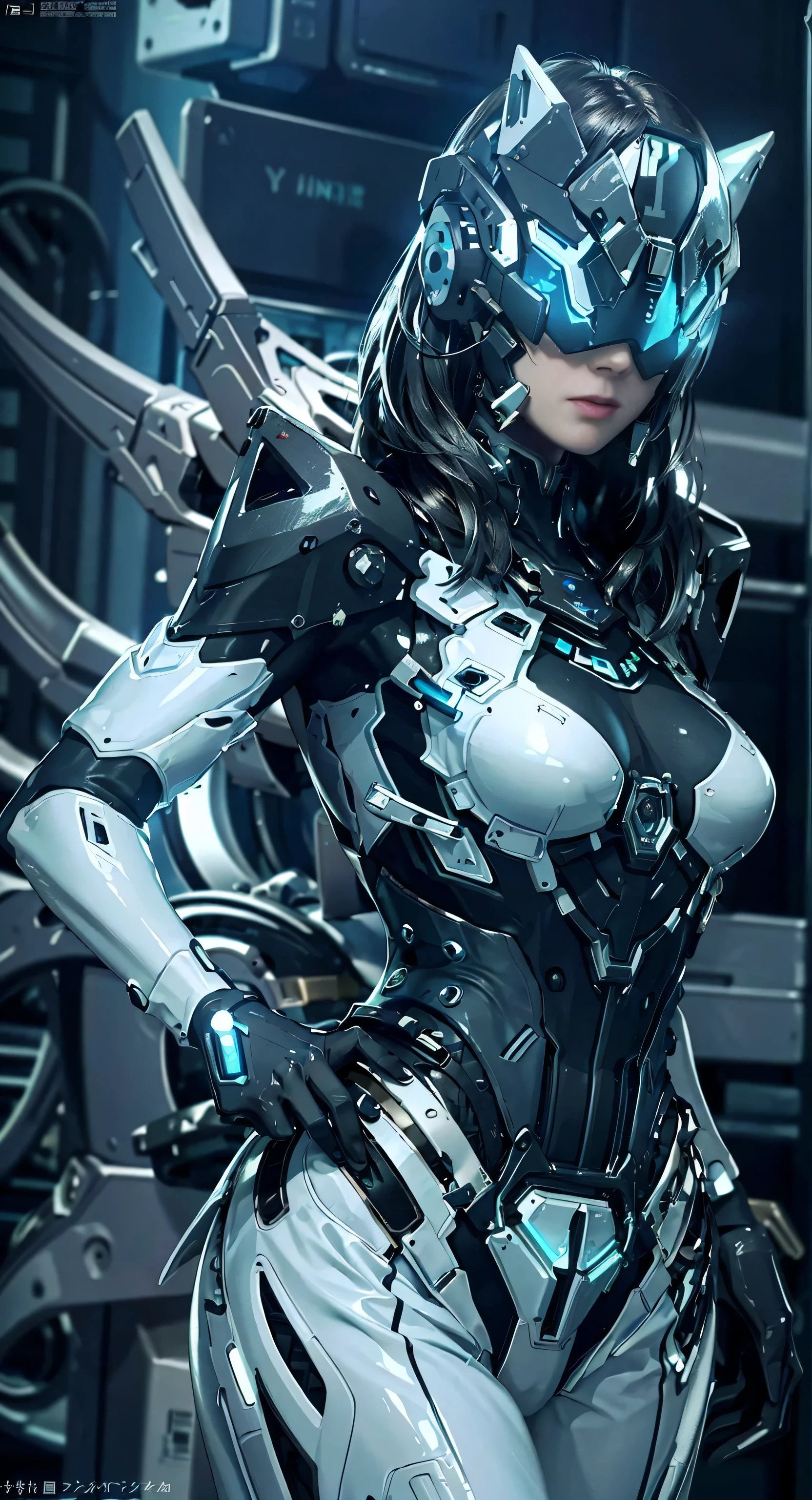 ((Best quality)), ((The main part)), (The content is very detailed:1.3), ..3D,RF KTR_TechnoTrex, linda mulher cyberpunk com cabelos volumosos um terminal de computador,computer servers, LCD screens, Fiber optic cable, corporate logos,HighDynamicRange (HighDynamicRange),ray traycing,NVIDIA RTX,Hyper-Resolution,Unreal 5,sub surface scattering,PBR textures,Post-processing,Anisotropy Filtering,depth of fields,maximum definition and sharpness,Many-Layer Textures,Albedo and anomaly maps,Surface Coloring,Accurately simulate the interaction of light and materials,proporções perfeitas,Octagonal rendering,Two-tone lighting,Low ISO,White balance,the rule of thirds,largeaperture,8K ,sub-pixel efficiency,sub-pixel convolution,Luminous Particle,espaljamento sul ruz,Tyndall effect RF KTR_TechnoTrex, leaving_droid, droidcheck description, Riel Mecha, machinery suit, ((shining body)), (The body is very shiny), Transparent parts, jewely, decor, A gorgeous one, posh, fabulous, Small LED lights spread all over the body, Small LED lighting shines