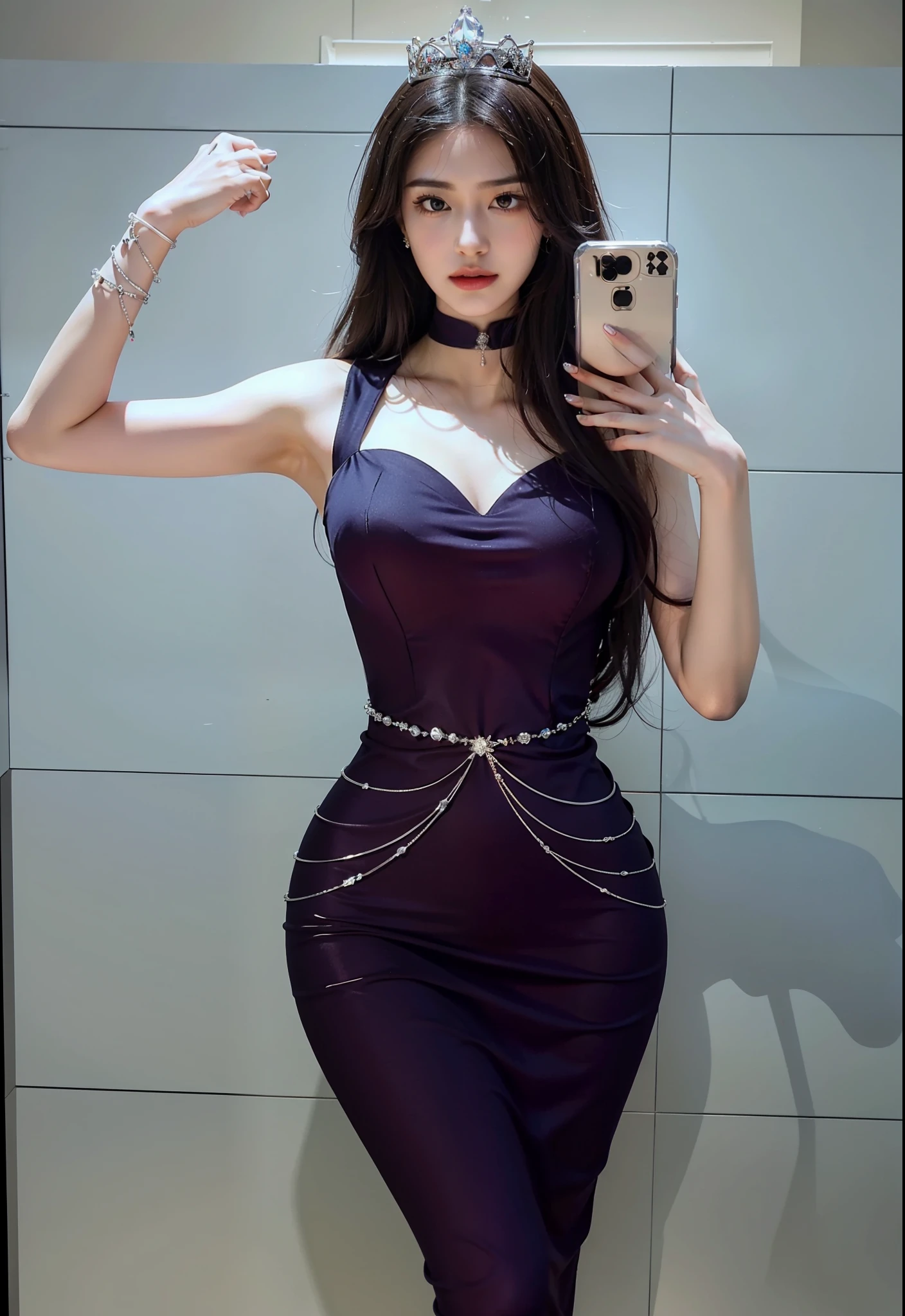 Imperial sister，詳細な目，Detailed facial expressions，Ripe body，Tall figure，the number，legs long，4K，k hd，fleshy feeling，White translucent lace，Fair and plump figure，Nice face，Cherry small mouth，beautiful and delicious（3D royal sister），Exquisite dresses，Wear crystal gem high heels，Silver cuirass，Gorgeous crystal gemstone dress，Gems and Jewelry，Bejeweled Crown，