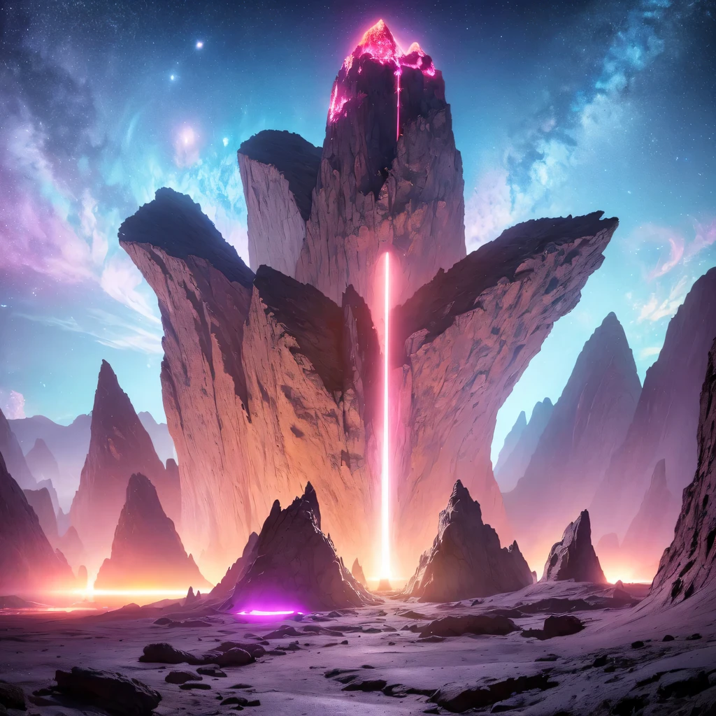 Strange photos of heavy metal planetary clouds, Electron microscopy photography, Tissue engineering, Infrared spectroscopy, Statistical mechanics, Dada Photo Montage, future proposals, Mark Caseley, quantum level ,Light orange style,Purple pink series,Alien Hexagonal Base (Nipples are very delicate) In a hexagonal mountain oasis,There are several hexagonal exhaust fans and chimneys, some neon lights project from the base,Light up the night), There are some clouds in the night sky, Some surrounding planets provide air to unknown planets,The most remote giant hexagonal volcano erupts,the rainforest
