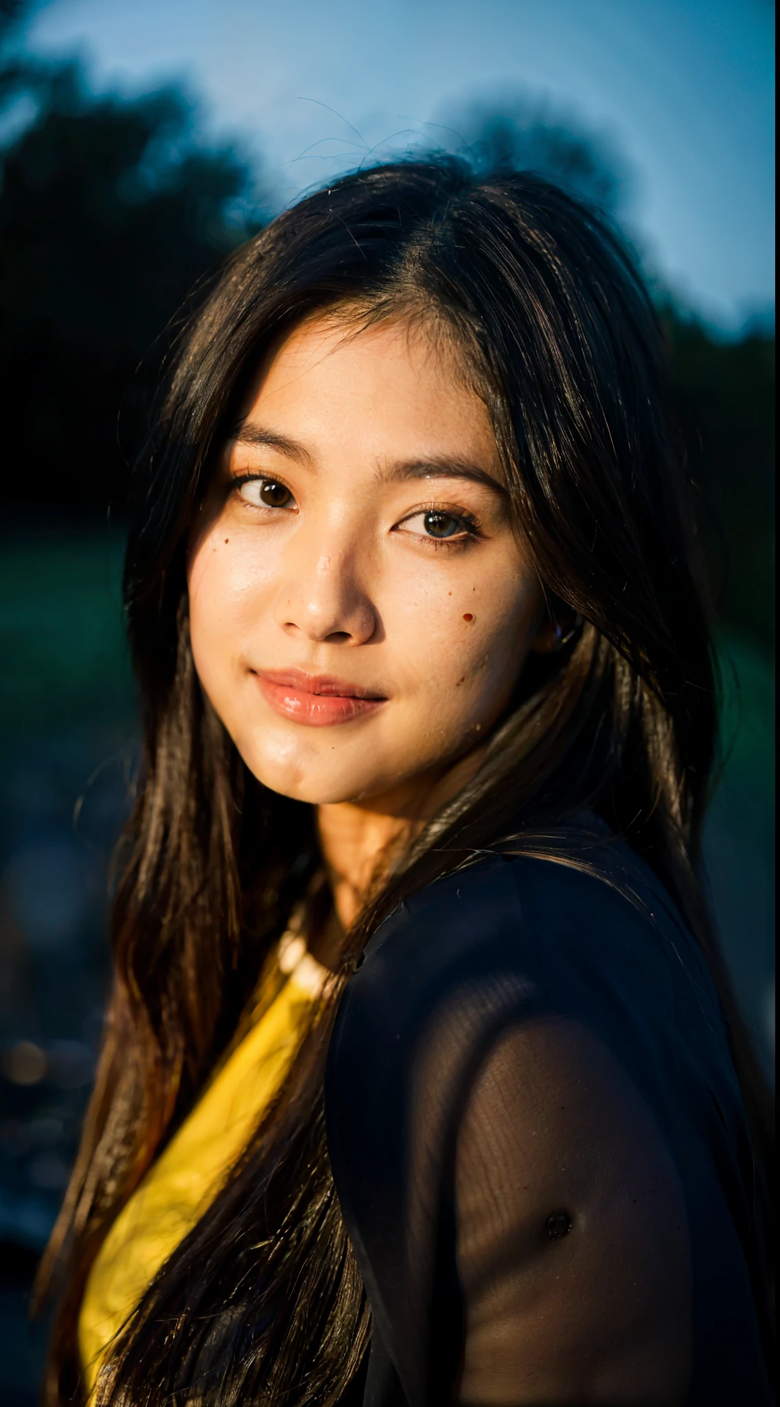 highest quality, epic realistic, ((in the pitch black darkness :1.4)), ((portrait:1.5)),(background: dark ) high contrast ,glorious picture, lowest lux, lighting face, she's comfortable, wearing nothing, , looks incredible, (8k, Raw photo, Highest quality),(epic realistic:1.5), a woman, face,(detailed eyes:0.8),(looking at the camera:1.4), (Highest quality), ( high contrast, deep shadows),Intricate details,cinematic,((skin:1.4)), (long dark hair:1.3), long hair, messy ,(Hdr:1.5),Detailed, colors, Superior quality, Masterpiece, Raw Photo (20-year-old, looking at viewer), beautiful, (wearing plain yellow shirt,), perfect, natural, perfect composition, portrait, perfect face, smiling expression, Captivating eyes, Bright details, Tight lips, (High Skin Detail),, (blue tint: 0.6), (sale: 0.8), (bloody: 0.7), Key lighting , (backlight: 0.5), Medium depth of field, Canon 5d, 50mm lens, f/4 apertures, (Ultra-detailed, Complex detail), sharp focus, soft colors, 8k, Absurd, 80mm, dark background, photography, smiling, pinay, filipina, medium boobs,