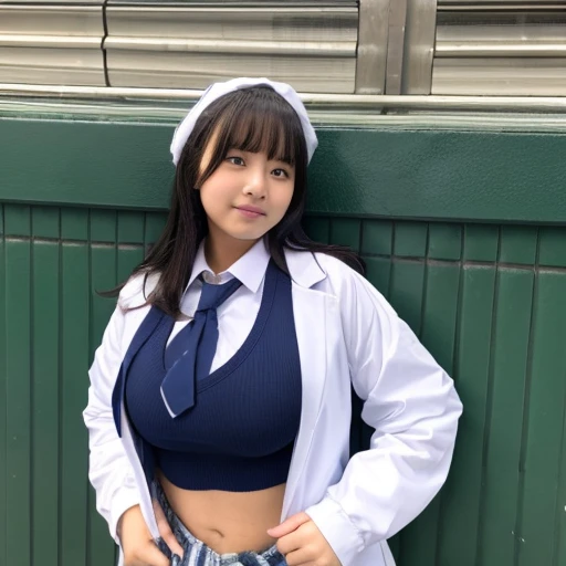oppai, female high-school student，sodden，Clothes are tight