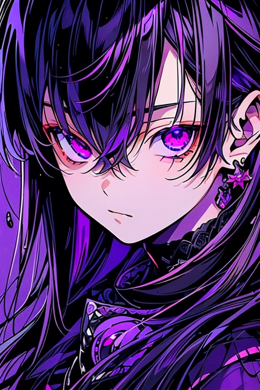 Anime girl with purple eyes and purple hair with a necklace - SeaArt AI