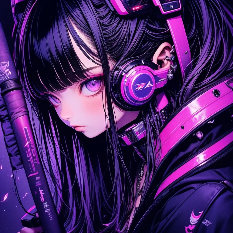 tmasterpiece, Best quality at best, A high resolution, painter，painting of a，cyber punk perssonage，Anime beauty，full bodyesbian
