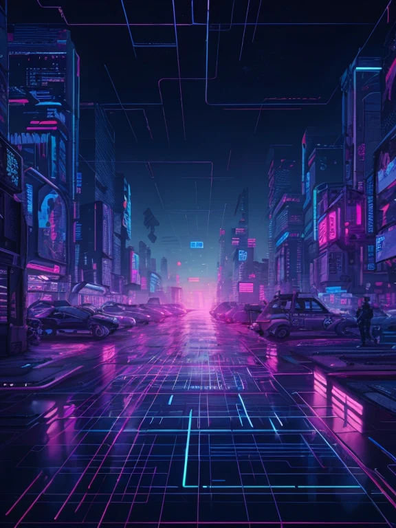 eine futuristische Stadt mit Neonlichtern und einem Neongitter, in a Futuristische Cyberpunk-Stadt, Synthwave Stadt, Kybernetische Stadt Hintergrund, Futuristic city street, Cyberpunk-Vibes, Cyberpunk-Stadtbild, cyberpunk city hintergrund, Detaillierte Neon-Cyberpunk-Stadt, Cyberpunk-Hintergrund, Futuristische Cyberpunk-Stadt, Cyberpunk-Stadtlandschaft, Neon-Megacity im Hintergrund, Cyberpunk aesthetics, Hintergrund Cyberpunk-Stadt, Futuristic street