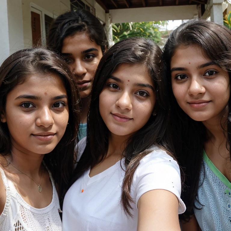 Cute white teenage kerala girl selfie with friends