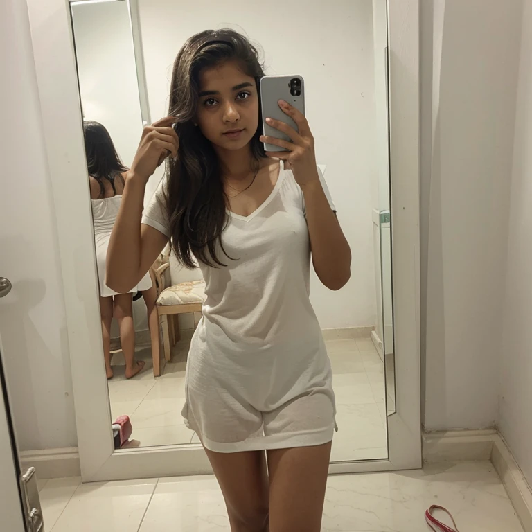 Cute white teenage kerala girl mirror selfie