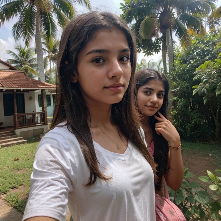 Cute white teenage kerala girl selfie outdoor