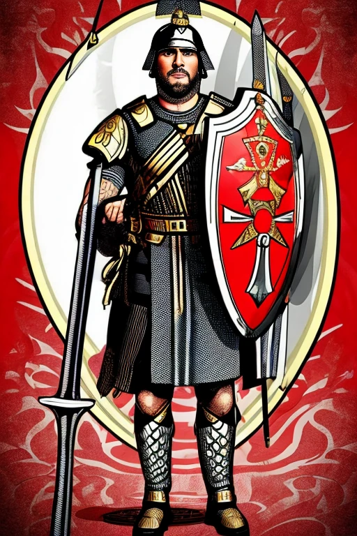 roman soldier with a shield and spear