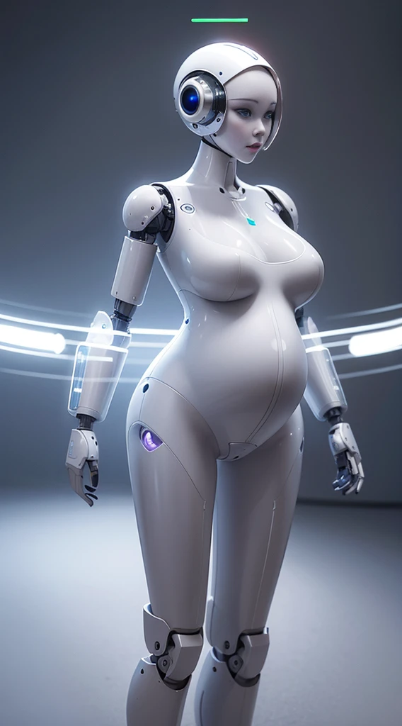 Robot pregnant woman,It has a transparent belly with a little robot inside.