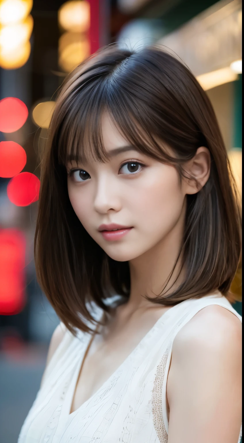 (8K, Photorealistic, Raw photo, Best Quality: 1.4),(Japan Woman),Medium Hair,super model,A 24-year-old girl、(Medium short blonde hair),Slightly open mouth, dazed expression, Close-up of face, Solo, Cute, Professional photographer photography,Blur the background,directly in front, Sophisticated, (Eyes and faces with detailed:1.0), Beautiful flowing hair,Proud