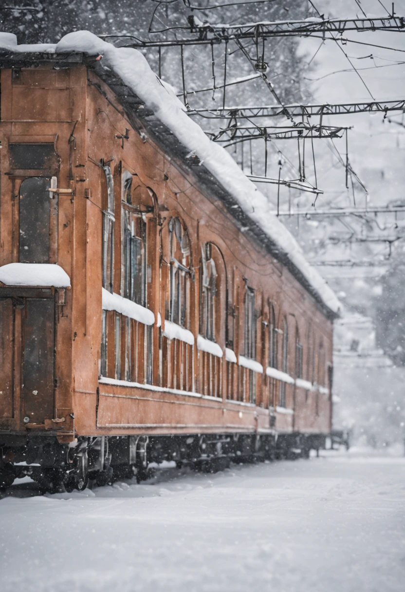 Soviet rail station in the snow
