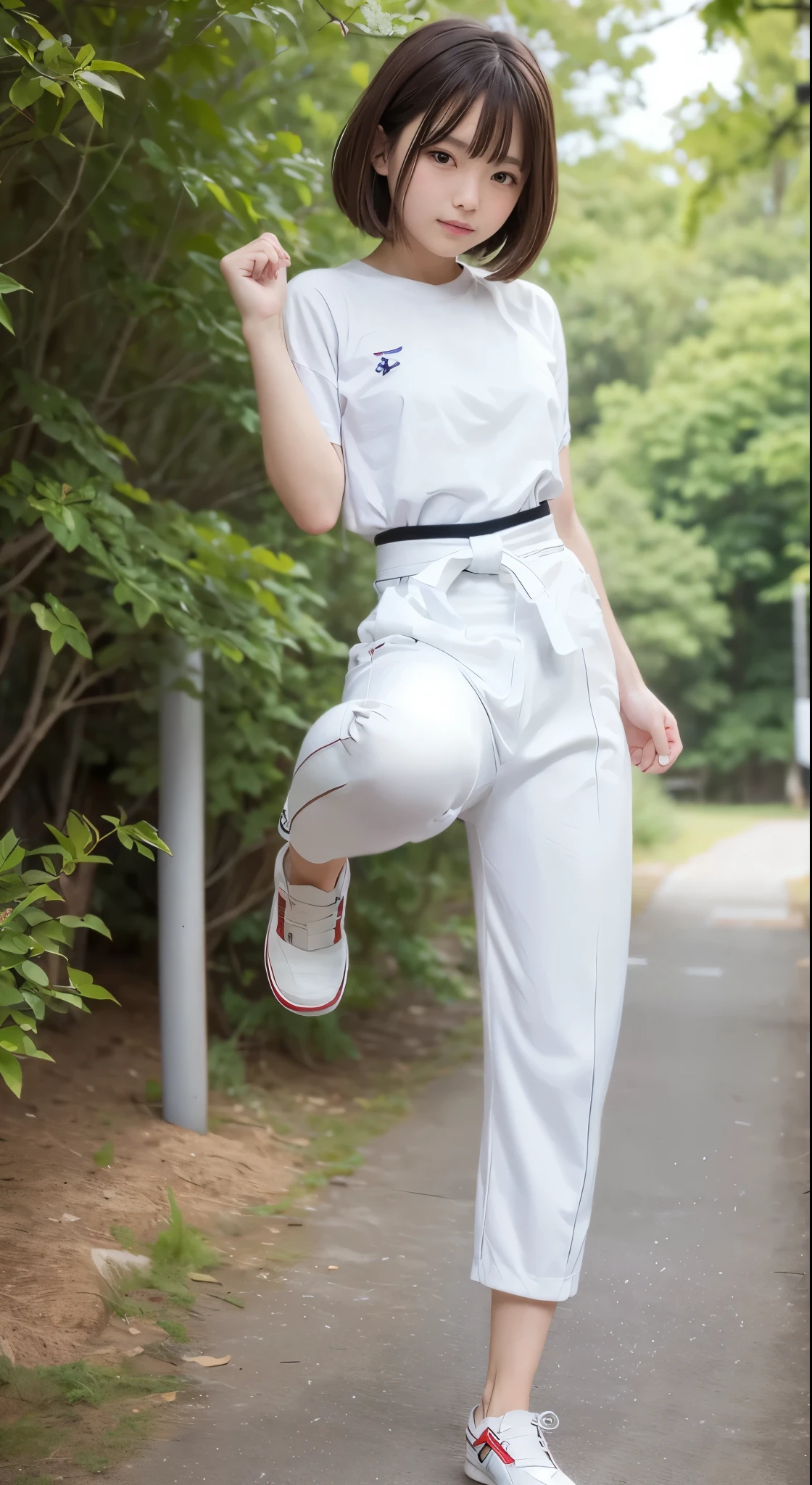 Paint in the natural color of a white karate uniform